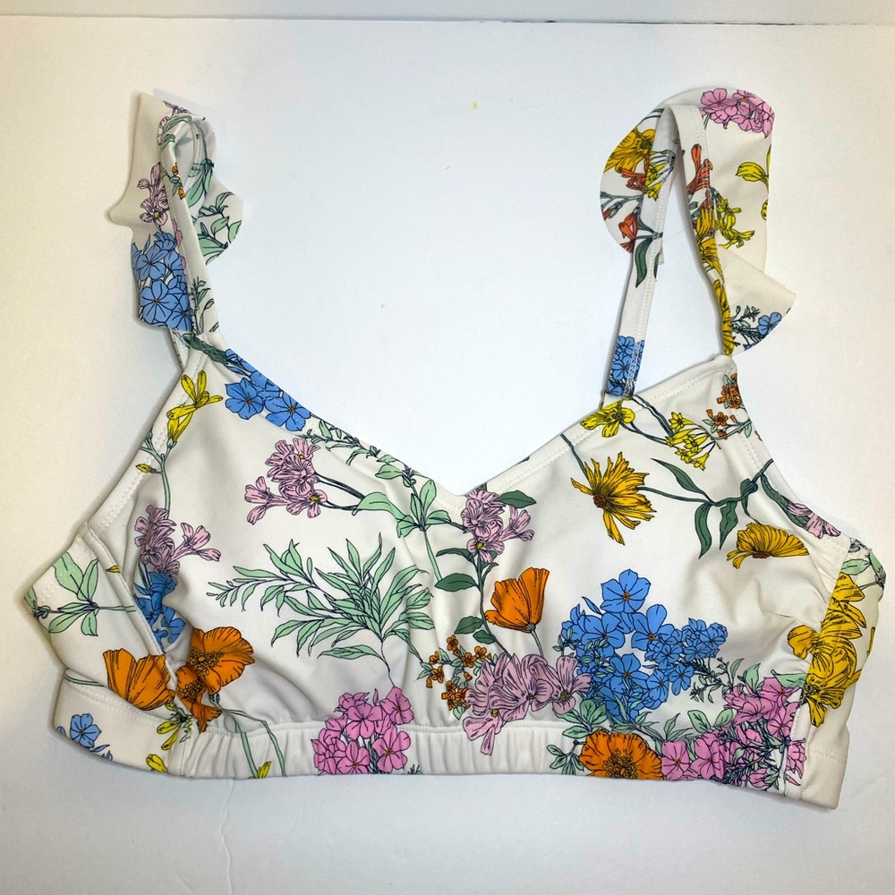 Women's Over the Shoulder Ruffle Bikini Top - Kona Sol, Floral, Plus Size 1X